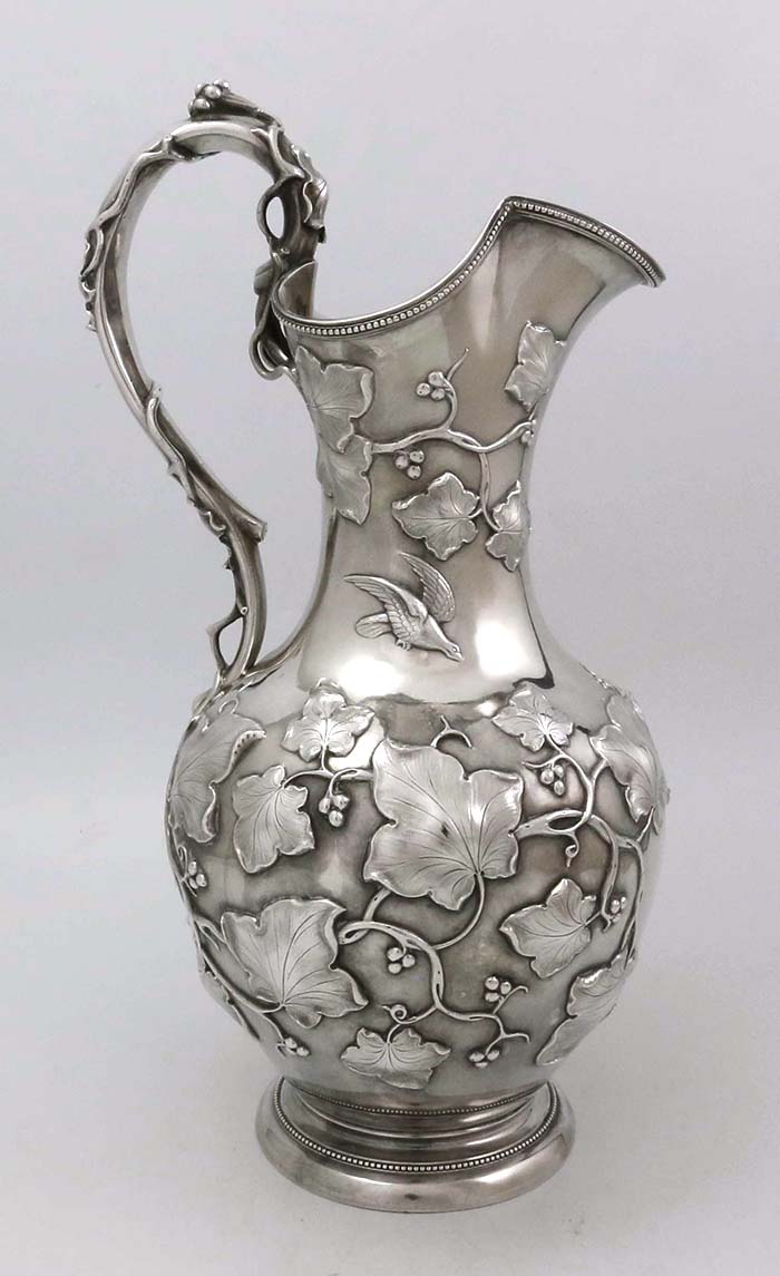 Eoff and Shepard coin silver antique ewer pitcher