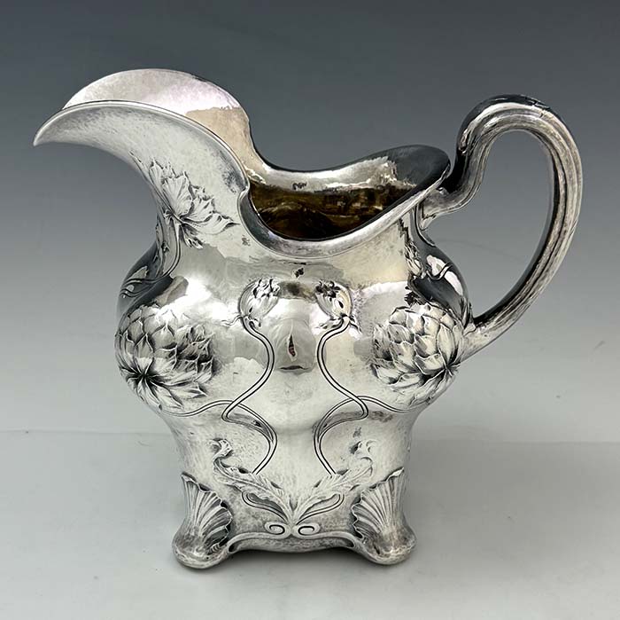 antique hammered sterling silver pitcher Braitsch Providence R I