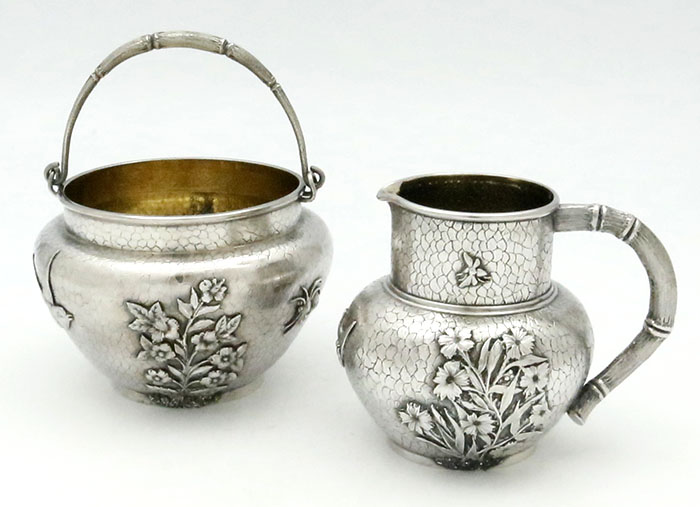 Durgin American antique sterling silver sugar and creamer