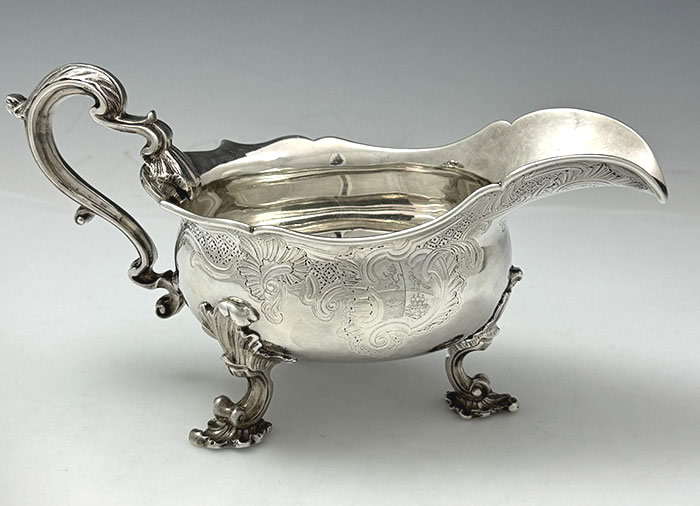 English antique silver sauceboat