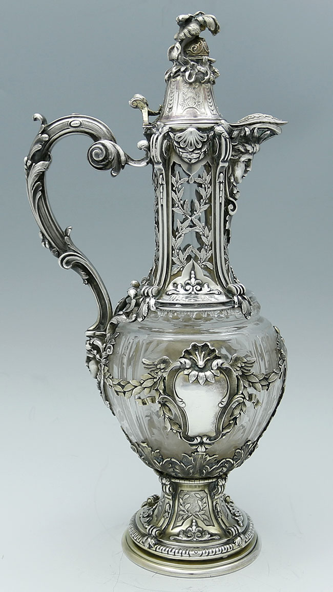 French antique silver wine carafe