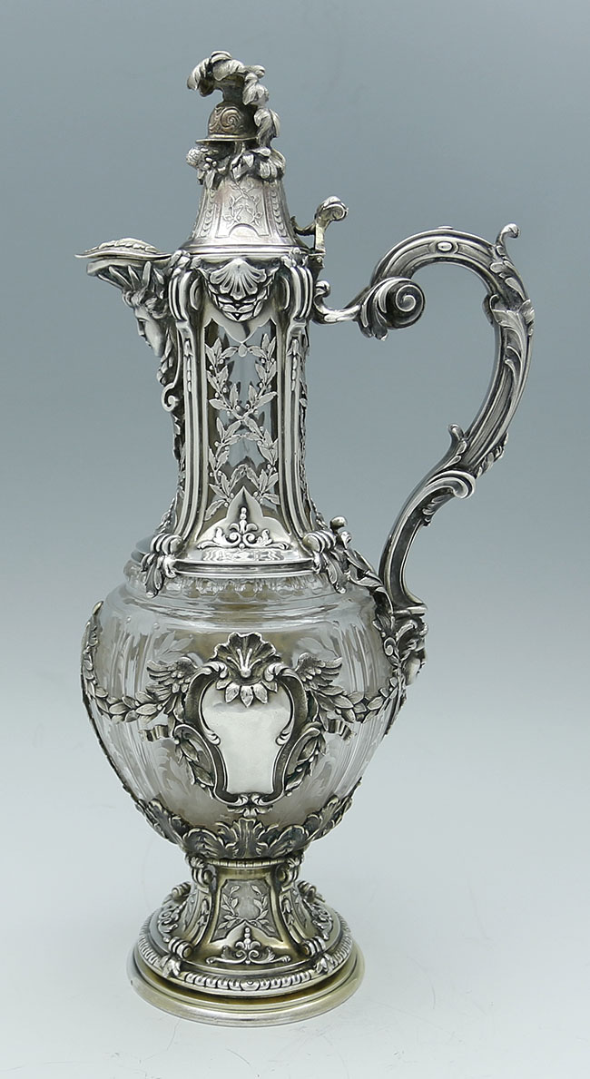 French antique silver wine jug