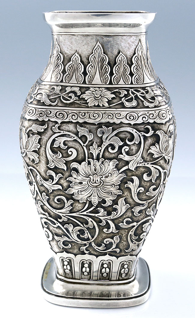 Gorham Indian style antique sterling silver vase