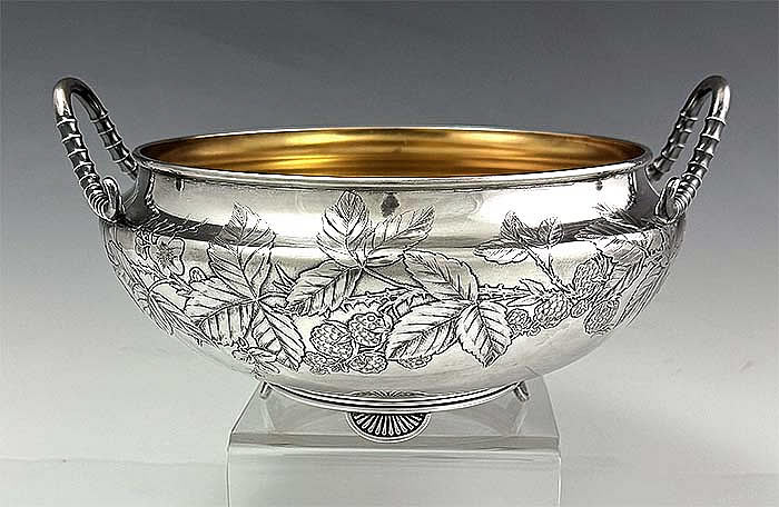 antique sterling silver Gorham bowl with handles circa 1887