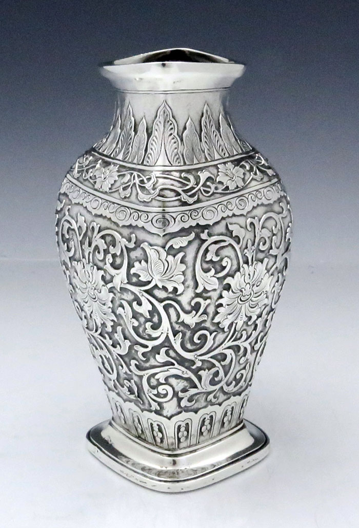 Gorham antique sterling silver Indian influenced vase