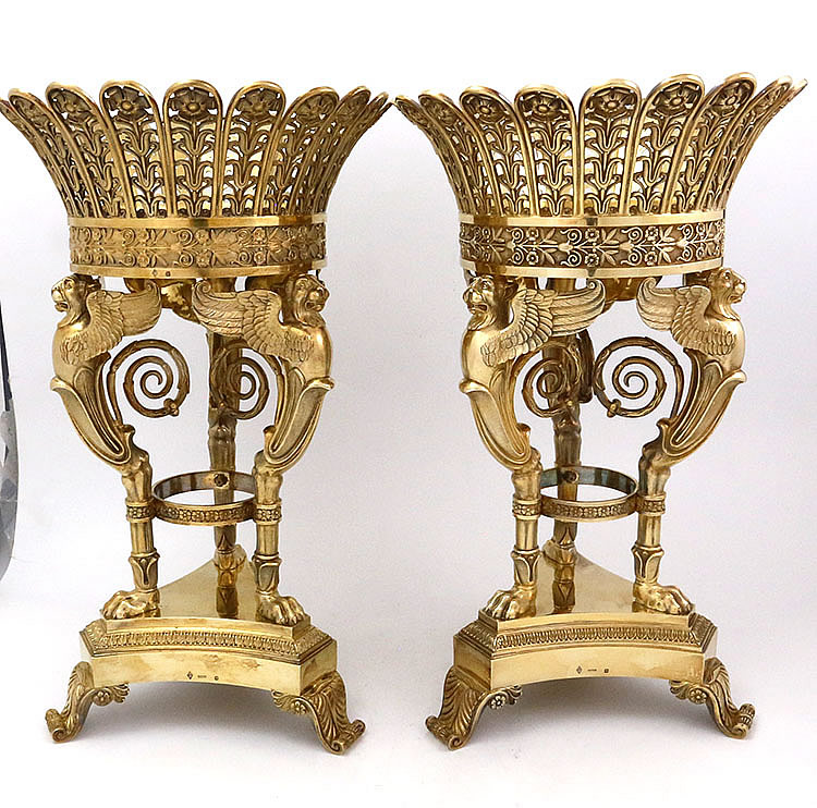 Odiot French silver pair of fruit stands