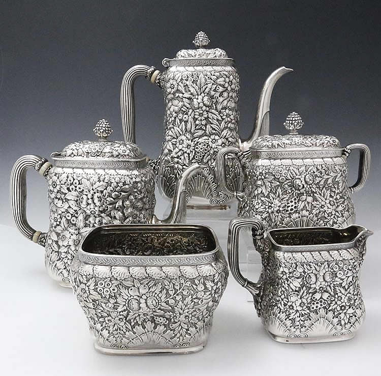 Tiffany repousse antique sterling silver teaset