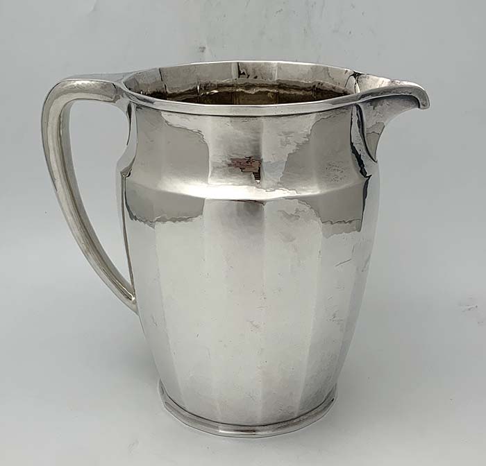 Rare Tiffany Mixed Metal Hand Hammered Water Pitcher with Dragonfly (item  #1395405)