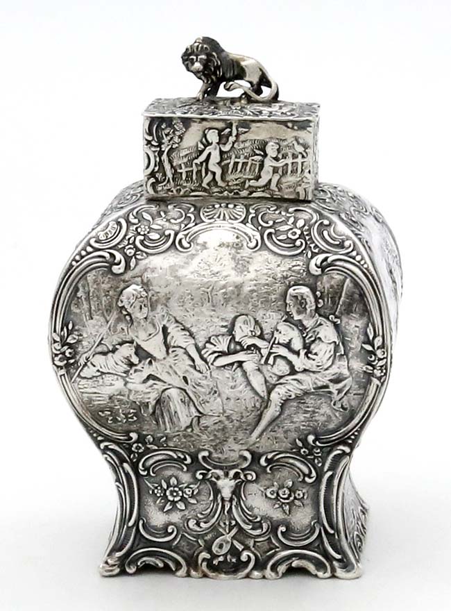 German silver tea caddy