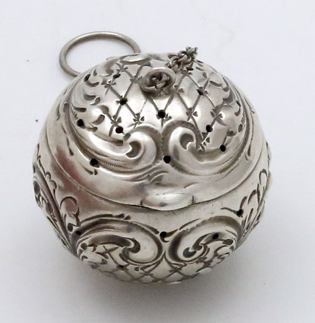 Fradley antique sterling silver teaball