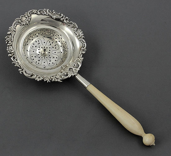 antique sterling silver tea strainer circa 1900