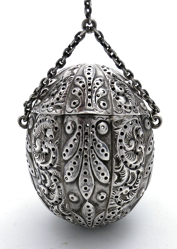 Gorham antique repousse tea ball sterling silver