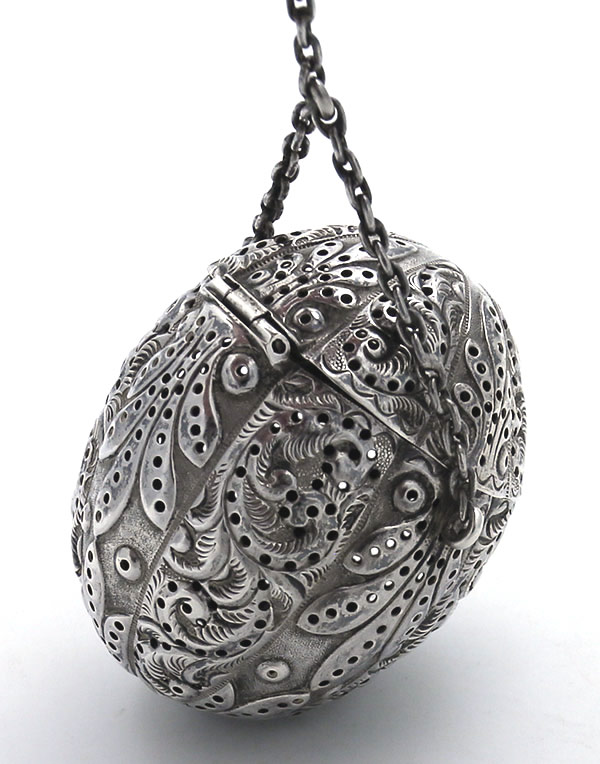 Gorham antique repousse tea ball sterling silver