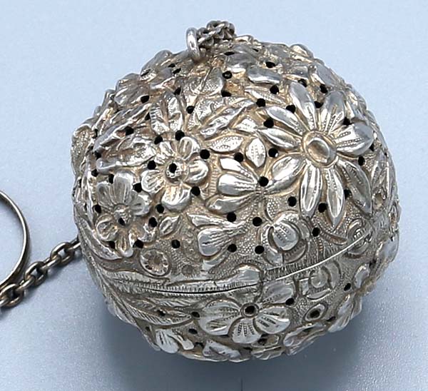 Gorham repousse sterling antique tea ball