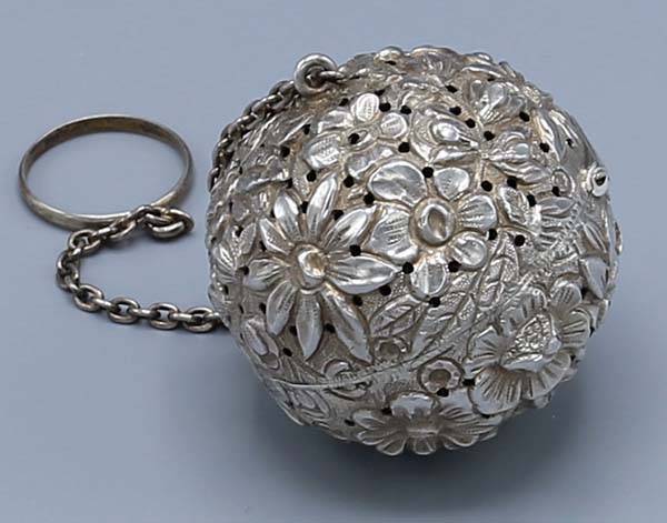 Gorham repousse sterling antique tea ball