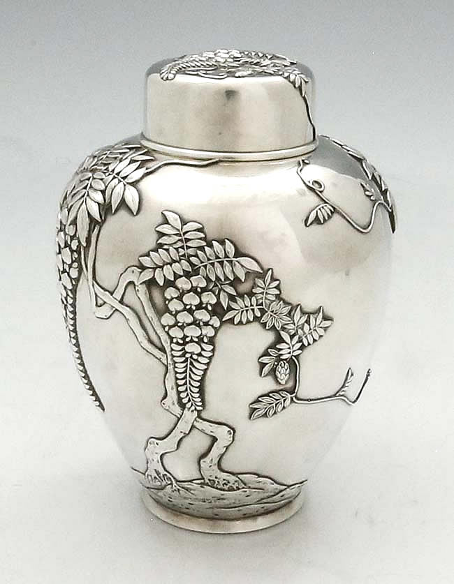 Japanese antique silver tea caddy