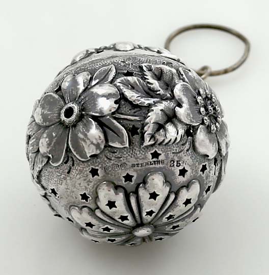 Reed and Barton hand chased antique sterling tea ball