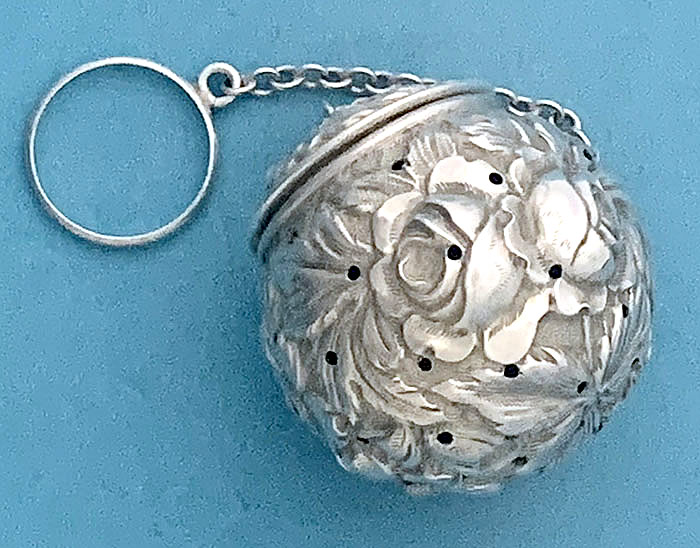 Stieff sterling silver repousse tea ball